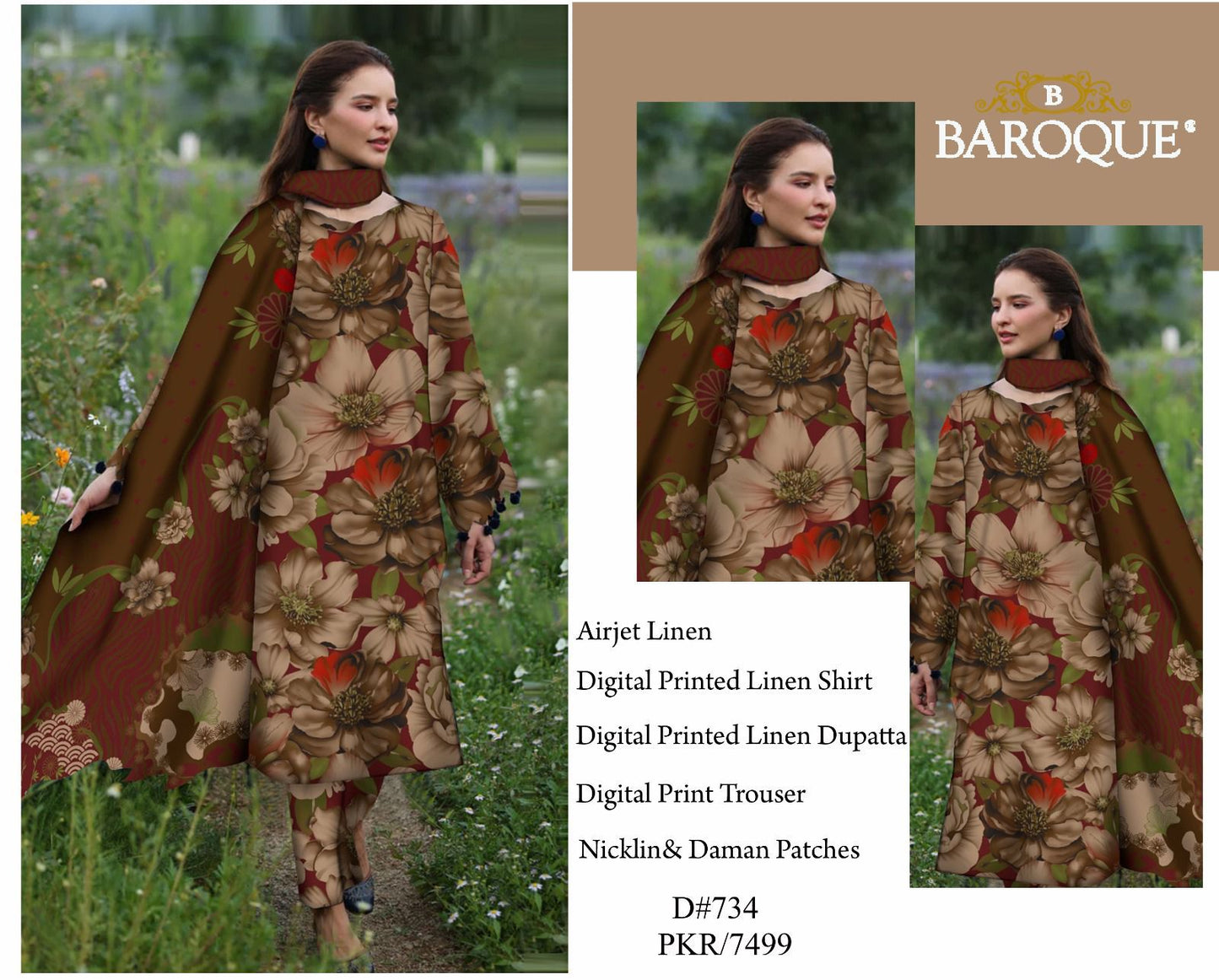 PATCHES LINEN WITH LINEN DUPATTA