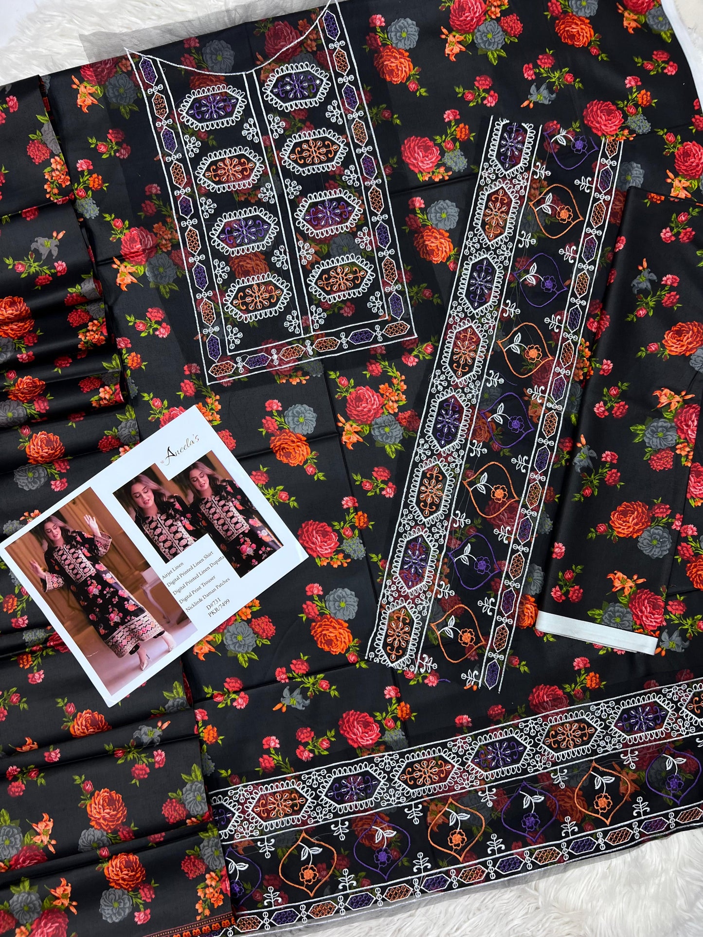 PATCHES LINEN WITH LINEN DUPATTA