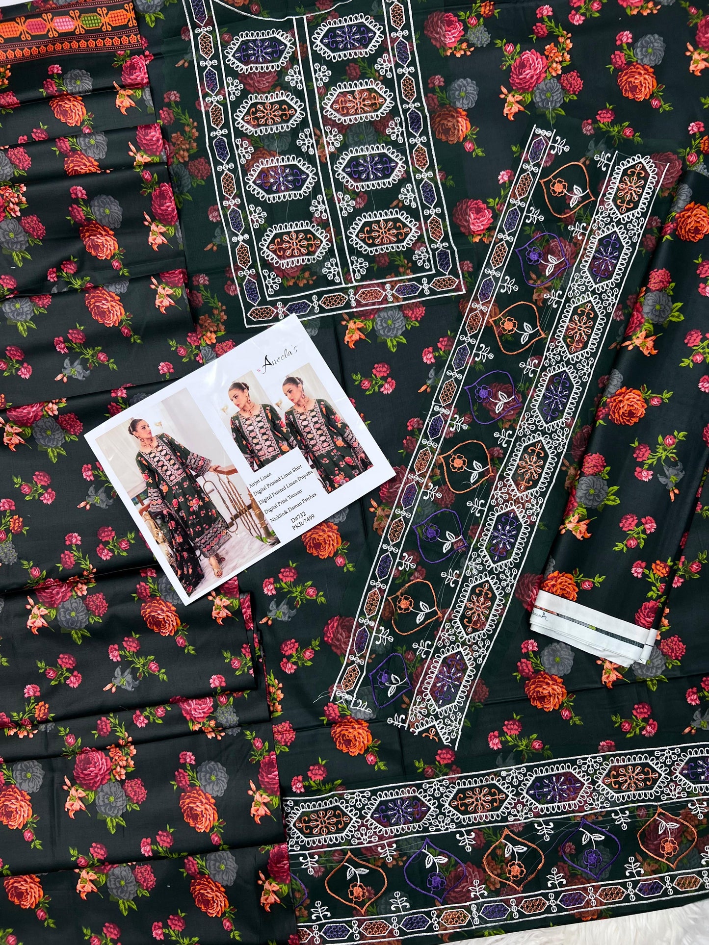 PATCHES LINEN WITH LINEN DUPATTA